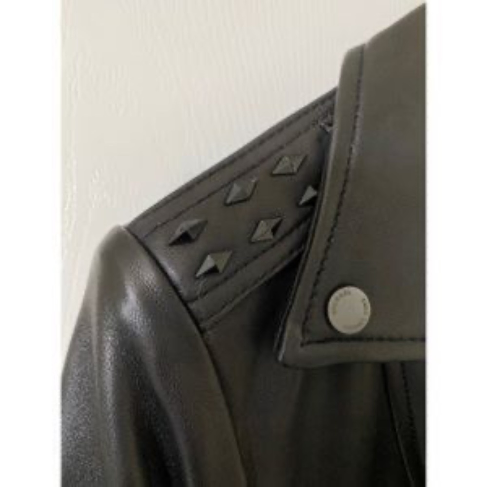 Michael Kors Black Leather Moto Jacket Medium - Picture 7 of 16